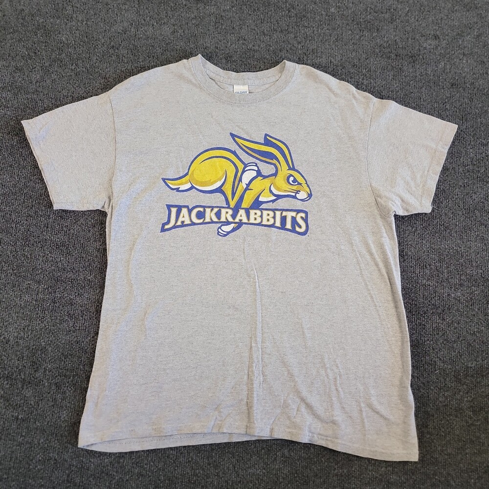 Gildan South Dakota State University Jackrabbits Men's Large T-Shirt Grey Cotton